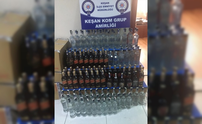 Edirne'de 140 şişe kaçak içki ele geçirildi