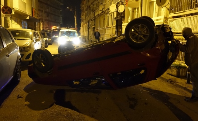 Bursa'da alkollü sürücü takla atan otomobilden yara almadan kurtuldu