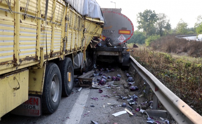 Anadolu Otoyolu'nda arızalanan tıra kamyon çarptı: 1 ölü, 1 yaralı