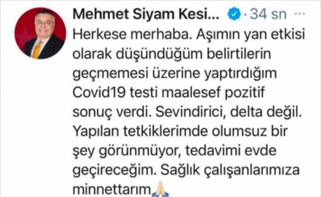 Kırklareli Belediye Başkanı Kesimoğlu'nun koronavirüs testi pozitif çıktı