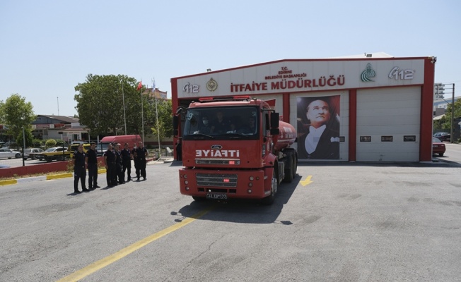 Edirne'den bir itfaiye ekibi daha Muğla'daki yangınlara müdahale için yola çıktı