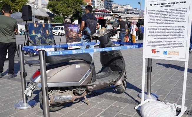 Şehit Ercan'ın motosikleti sergileniyor