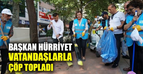  Başkan Hürriyet vatandaşlarla çöp topladı