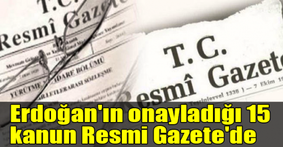 Erdoğan'ın onayladığı 15 kanun Resmi Gazete'de