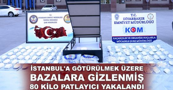 İstanbul'a götürülmek üzere bazalara gizlenmiş 80 kilo patlayıcı ele geçirildi