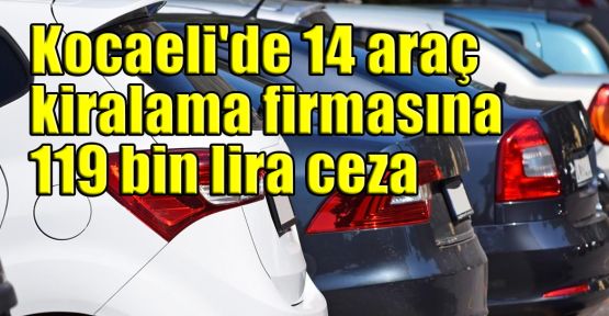  Kocaeli'de 14 araç kiralama firmasına 119 bin lira ceza