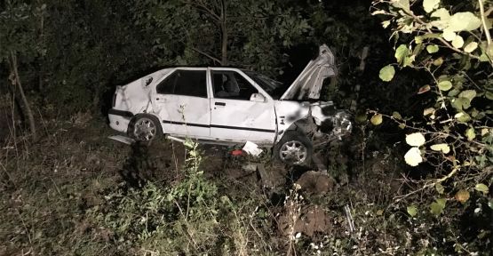 Kocaeli'de otomobil ağaçlık alana devrildi: 3 yaralı
