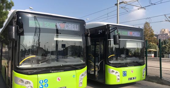  'Mutlu Şehir' otobüslerin tabelalarına taşındı