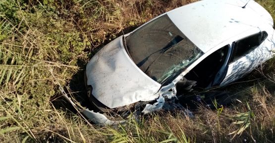 Şarampole devrilen otomobilin  sürücüsü yaralandı