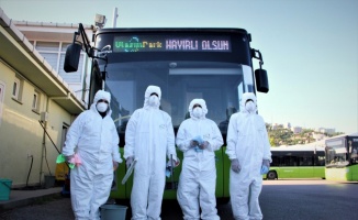 Kocaeli'de toplu taşıma araçları koronavirüse karşı dezenfekte ediliyor