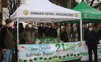 Demirköy'de Orman Haftası dolayısıyla vatadaşlara fidan dağıtıldı