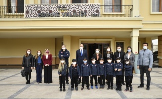 Minik AFAD gönüllüleri Edirne Valisi Canalp'i ziyaret etti