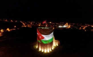 Kırklareli'nde Pınarhisar Kalesi Filistin'e destek için ışıklandırıldı