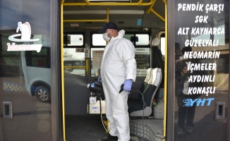 Tuzla'da toplu taşıma araçları dezenfekte ediliyor