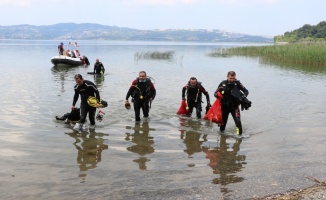 Düzce ve Sakarya'da gönüllüler, Karadeniz sahili ile Sapanca Gölü çevresindeki çöpleri topladı