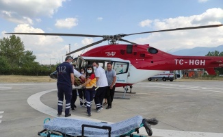 Bursa’da dağ ilçesindeki hastaya helikopter ambulans