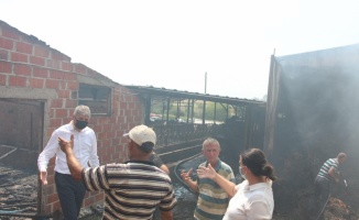 Edirne'de hayvan çiftliğinde çıkan yangın hasara neden oldu