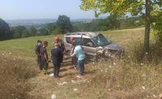 Kocaeli'de tarlaya devrilen hafif ticari aracın sürücüsü yaralandı