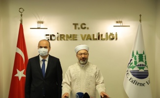 Diyanet İşleri Başkanı Erbaş, Edirne Valisi Canalp'ı ziyaret etti