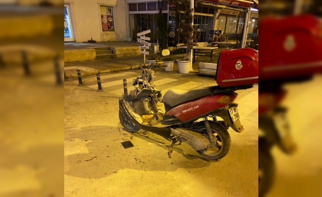 Gelibolu'da park halindeki motosiklet yandı
