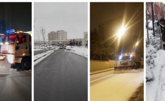Nevşehir'de kar temizliği ve tuzlama çalışması yapıldı 