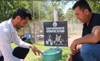 Sivas'ta sokak hayvanlarına otomatik sulama
