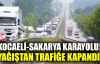  Kocaeli-Sakarya karayolu yağıştan trafiğe kapandı