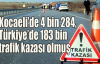 Kocaeli’de 4 bin 284, Türkiye’de 183 bin trafik kazası olmuş