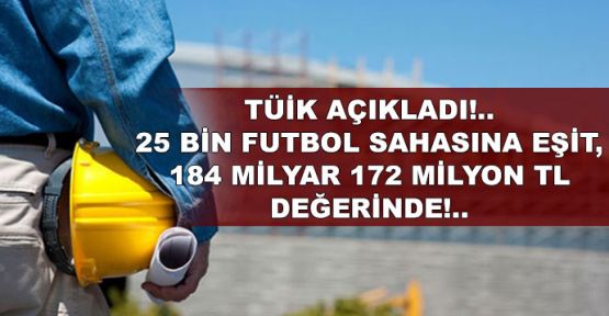TÜİK açıkladı!.. 25 bin futbol sahasına eşit, 184 milyar 172 milyon TL değerinde!..
