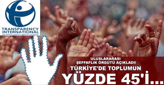 Uluslararası Şeffaflık Örgütü açıkladı!.. Türkiye'de toplumun yüzde 45'i...